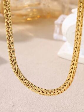 18k Gold Filled Braided Chain Necklace - Women Jewelry